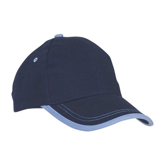 6 Panel Canvas Binding Cap - Navy/Sky