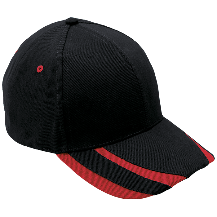 6 Panel Supporter Cap - Black/Red
