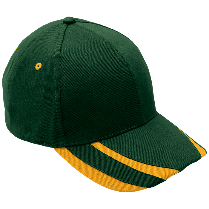 6 Panel Supporter Cap - Bottle/Gold