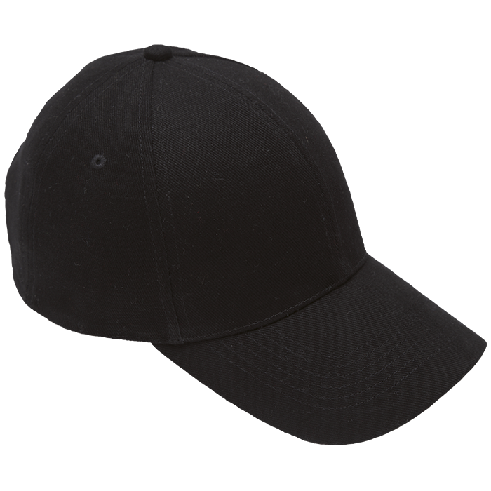 6 Panel Brushed Cotton Cap - Black