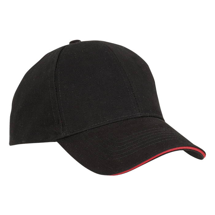 6 Panel Sandwich Peak Cap - Black/Red