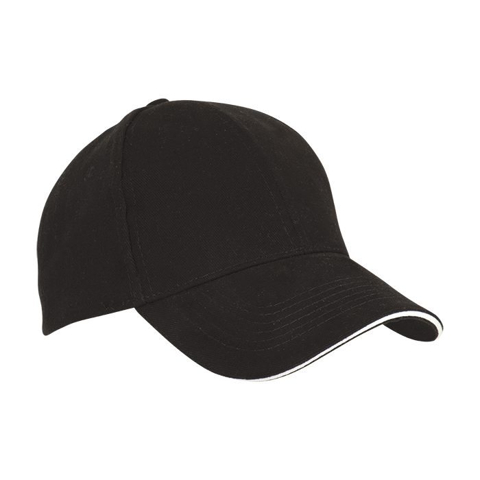 6 Panel Sandwich Peak Cap - Black/White
