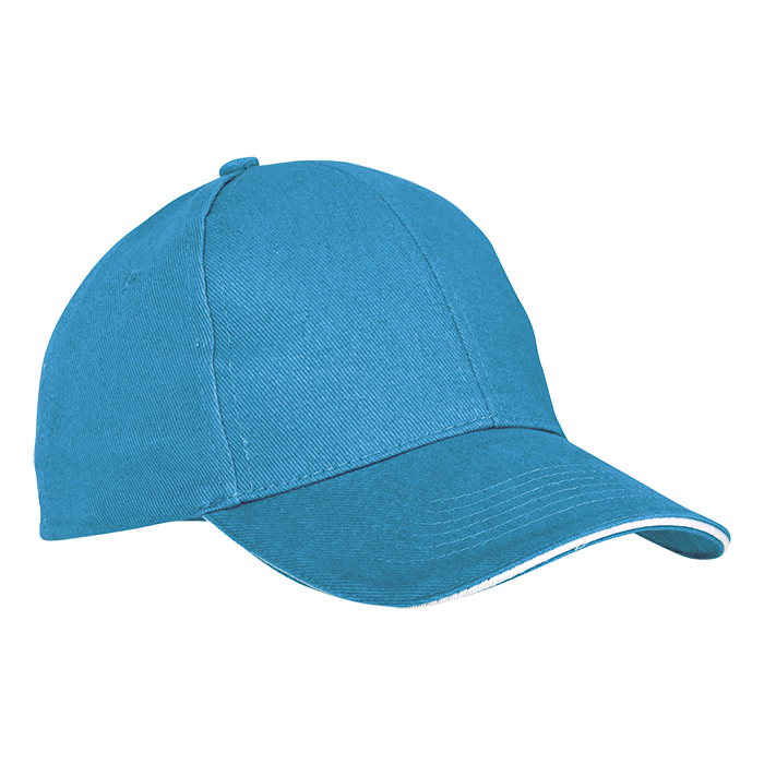 6 Panel Sandwich Peak Cap - Blue/White