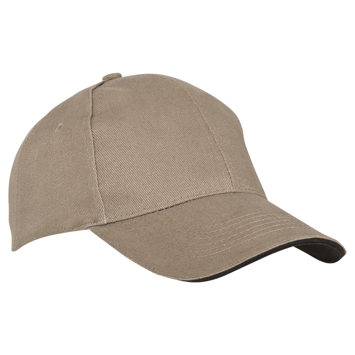 6 Panel Sandwich Peak Cap - Khaki/Black