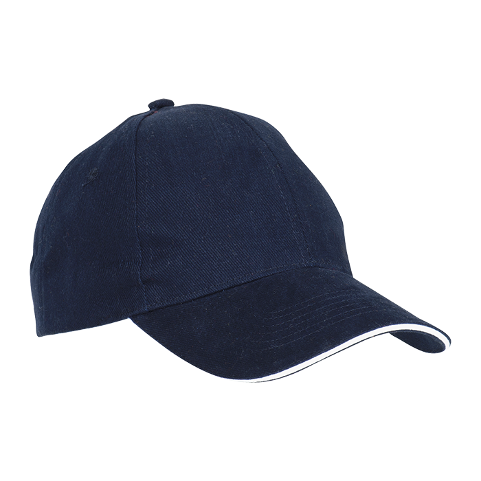 6 Panel Sandwich Peak Cap - Navy/White