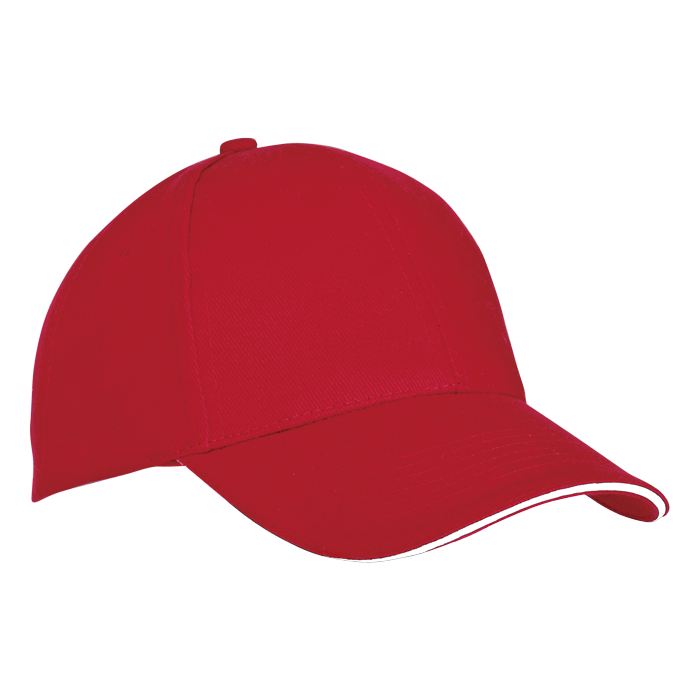 6 Panel Sandwich Peak Cap - Red/White