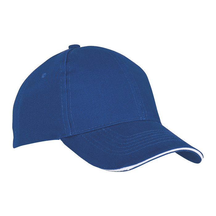 6 Panel Sandwich Peak Cap - Royal/White