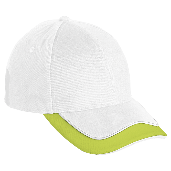 6 Panel Cruise Cap - White/Lime/Black