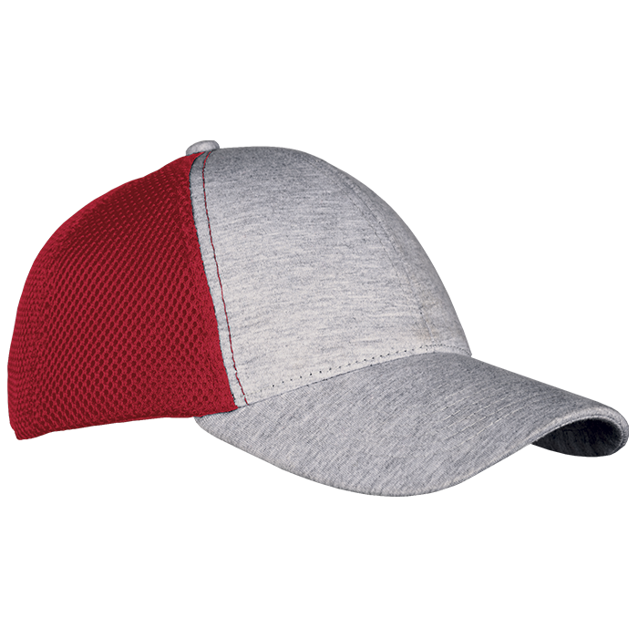 6 Panel Republic Cap (25020700) - Grey Melange/Red