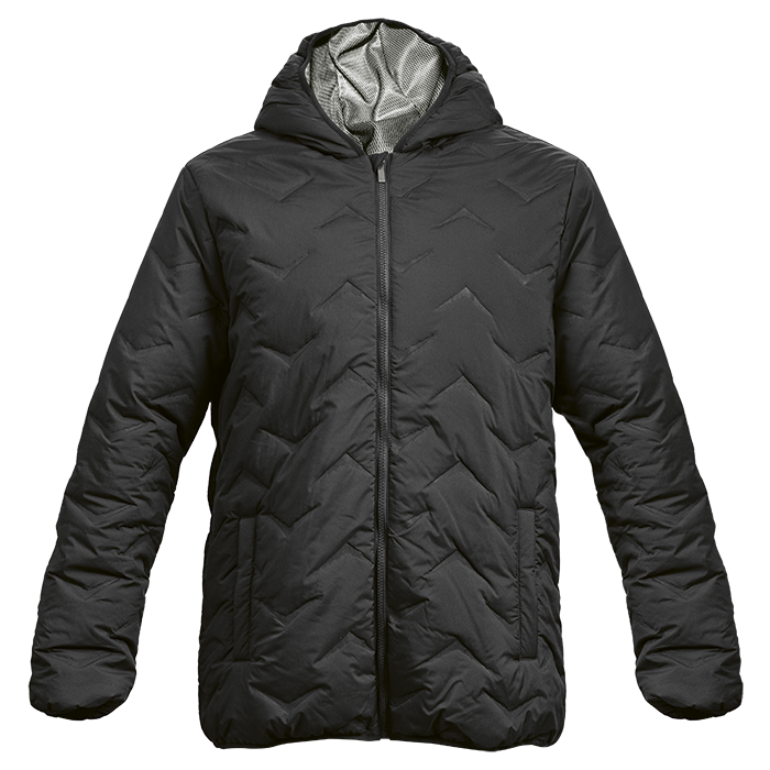Mock-Quilt Hooded Puffer Mens - Black