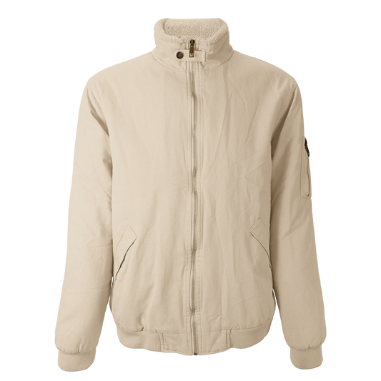 Cotton Bomber Sherpa-lined Jacket Mens - Stone