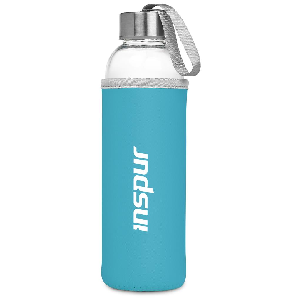 Kooshty Neo Glass Water Bottle - 500ml - CYAN