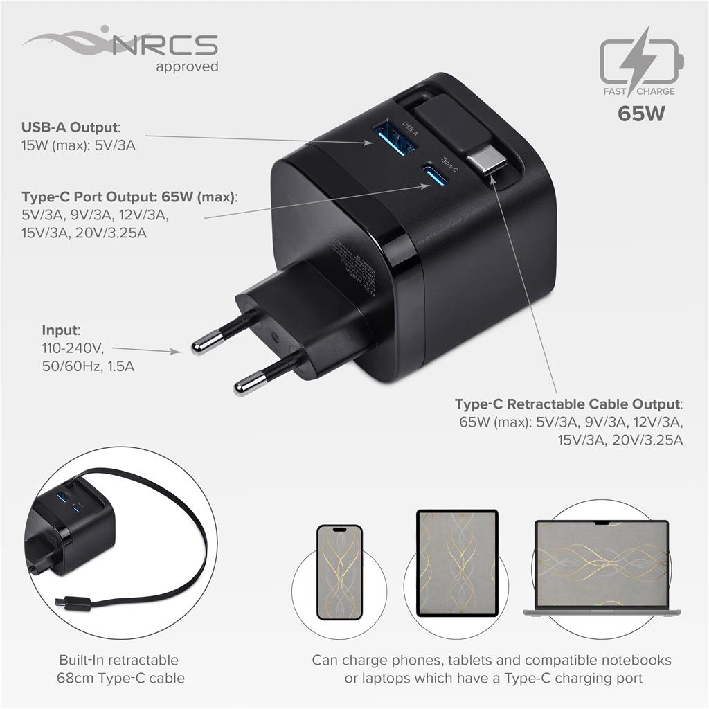 Alex Varga Salazar Fast Charge 65W Power Delivery Wall Charger