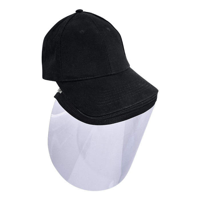 VIZIP 6 Panel Brushed Cotton Caps (Box of 10) - Black