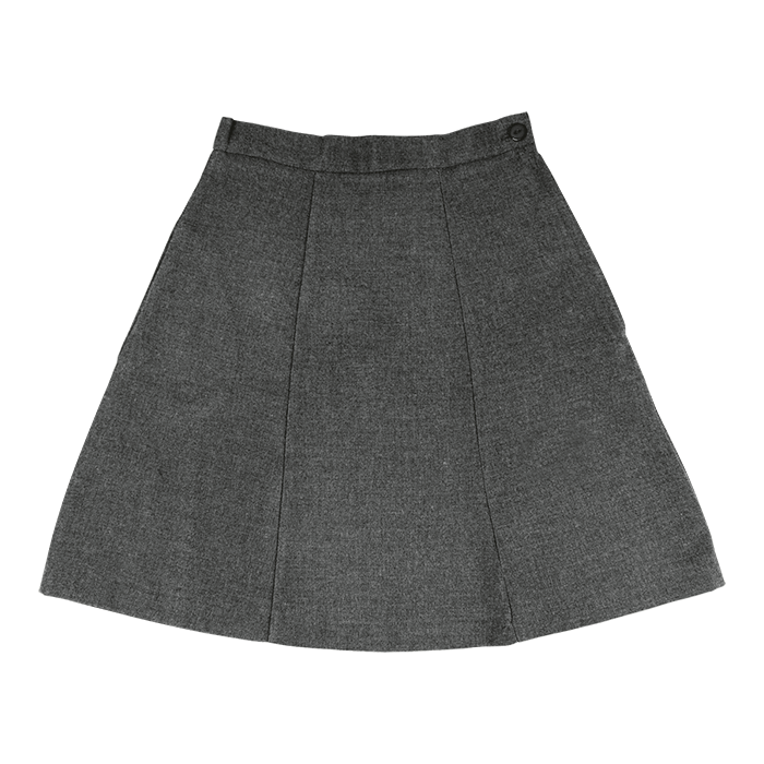 Girls Panelled School Skirt - Grey Melange