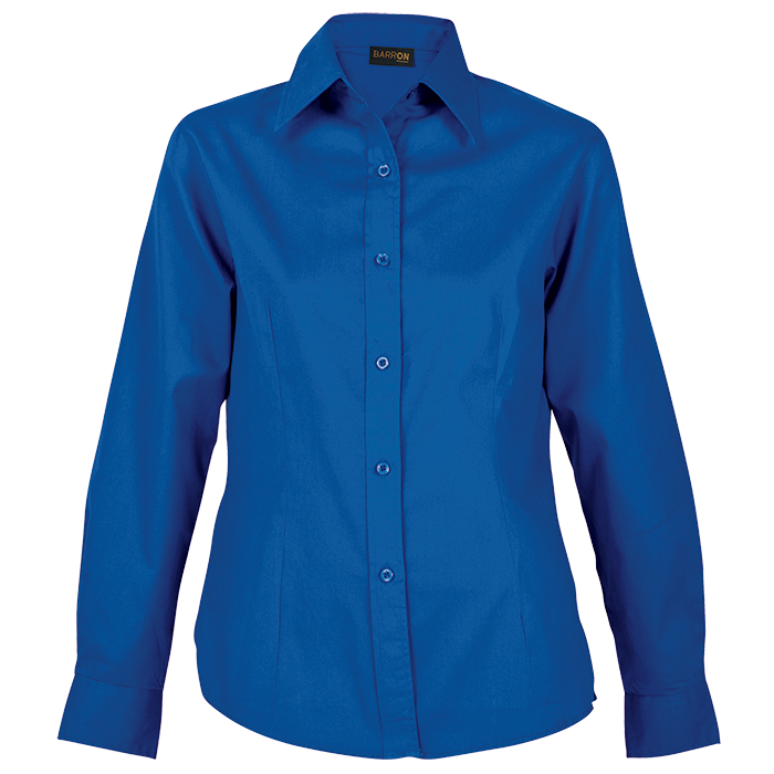 Brushed Cotton Twill Blouse Long Sleeve Ladies - Royal