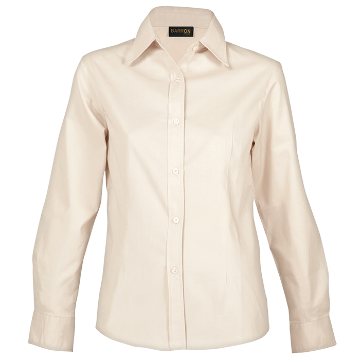 Brushed Cotton Twill Blouse Long Sleeve Ladies - Stone