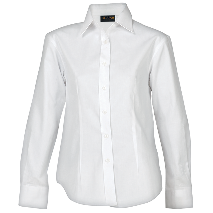 Brushed Cotton Twill Blouse Long Sleeve Ladies - White