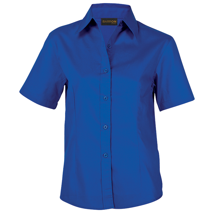Brushed Cotton Twill Blouse Short Sleeve Ladies - Royal