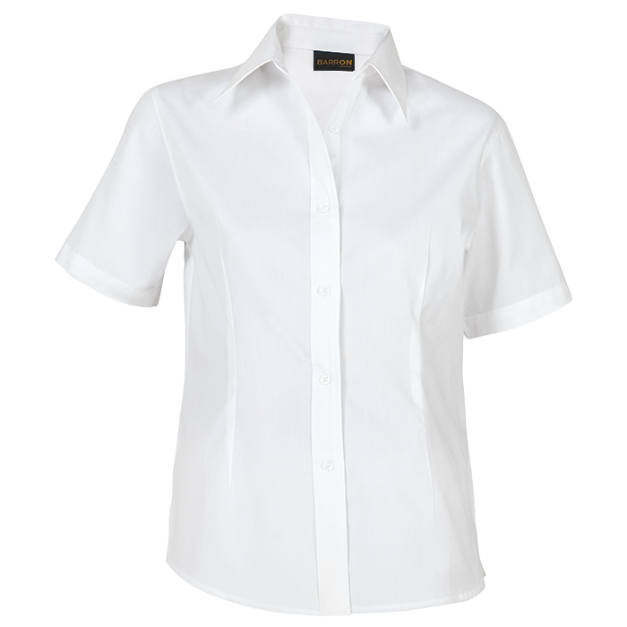 Brushed Cotton Twill Blouse Short Sleeve Ladies - White