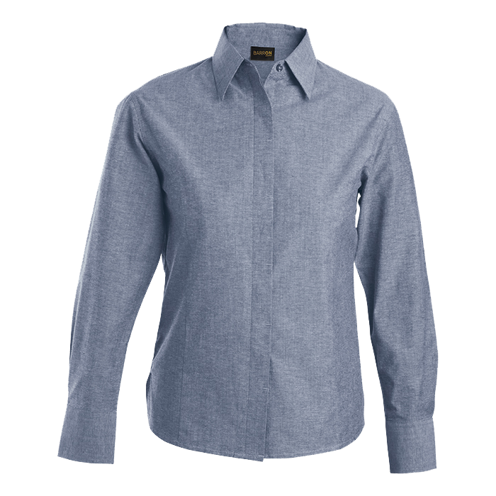 Oxford Blouse Long Sleeve Ladies - Navy