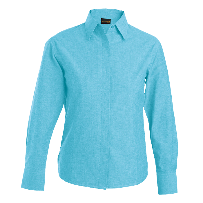 Oxford Blouse Long Sleeve Ladies - Surf Blue