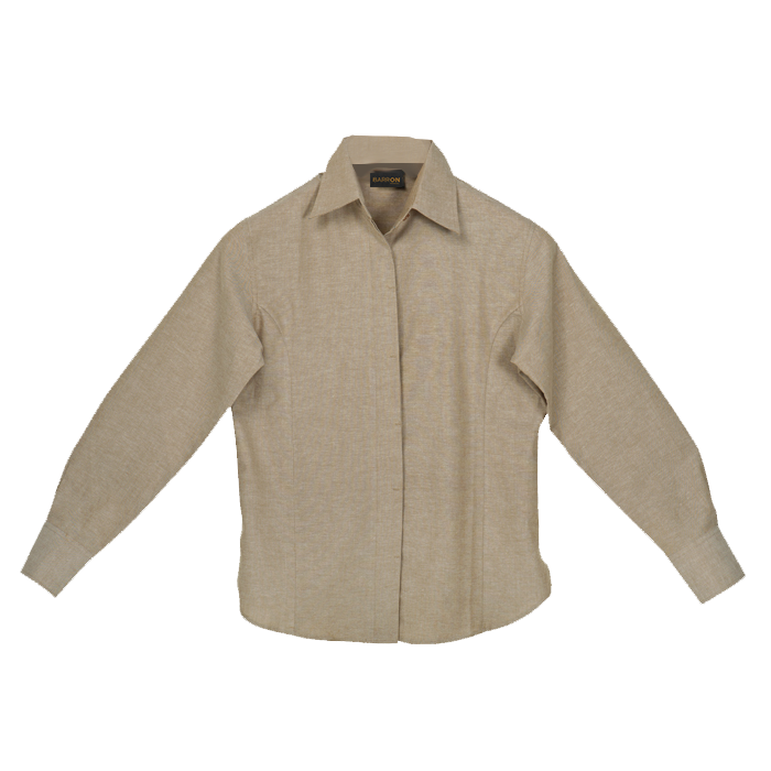 Oxford Blouse Long Sleeve Ladies - Tan