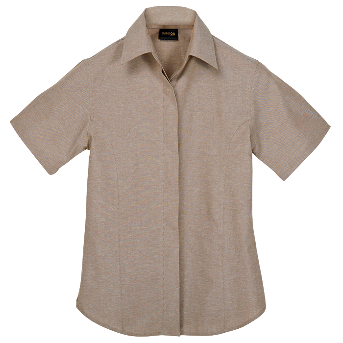 Oxford Blouse Short Sleeve Ladies - Tan