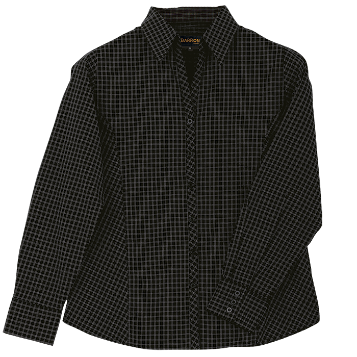 Pioneer Check Blouse Long Sleeve Ladies - Black