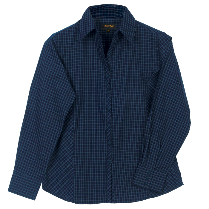 Pioneer Check Blouse Long Sleeve Ladies - Navy