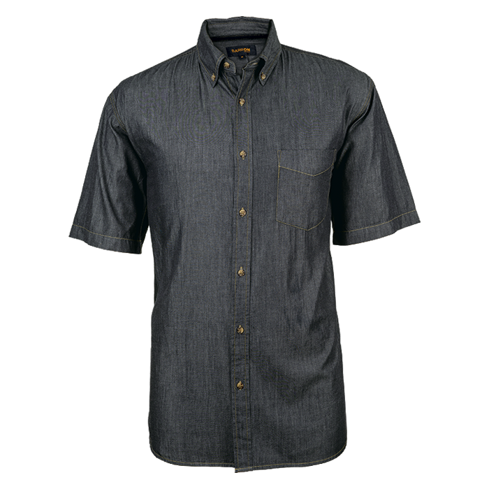 Denver Denim Shirt Short Sleeve Mens - Black