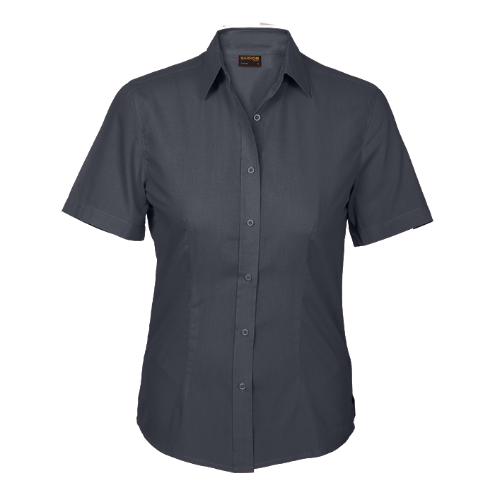 Basic Poly Cotton Blouse Short Sleeve Ladies - Grey