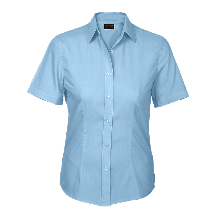 Basic Poly Cotton Blouse Short Sleeve Ladies - Sky Blue