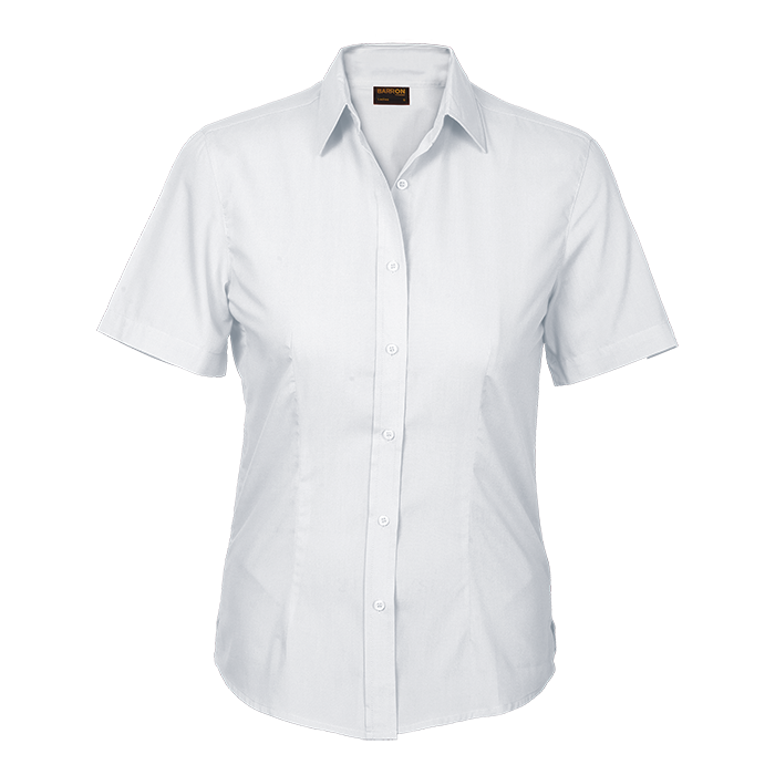 Basic Poly Cotton Blouse Short Sleeve Ladies - White