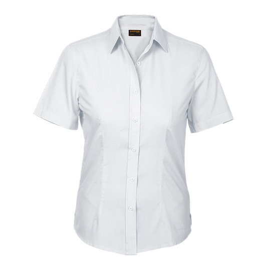 Basic Poly Cotton Blouse Short Sleeve Ladies - White