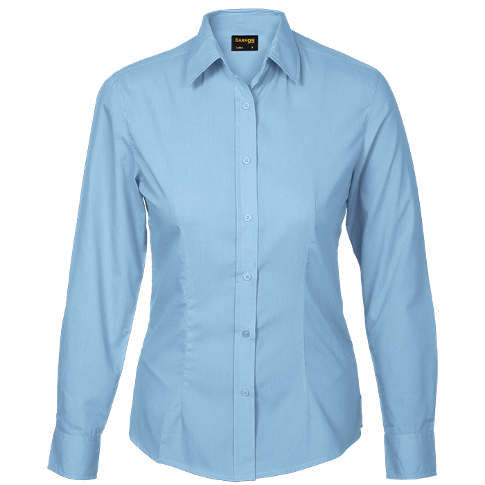 Basic Poly Cotton Blouse Long Sleeve Ladies - Sky Blue