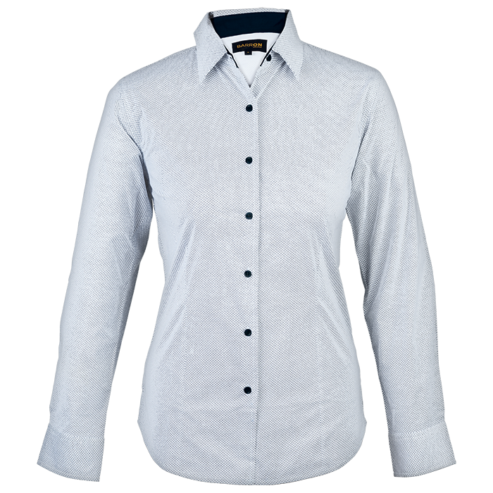 Richmond Lounge Shirt Long Sleeve Ladies - White/Navy