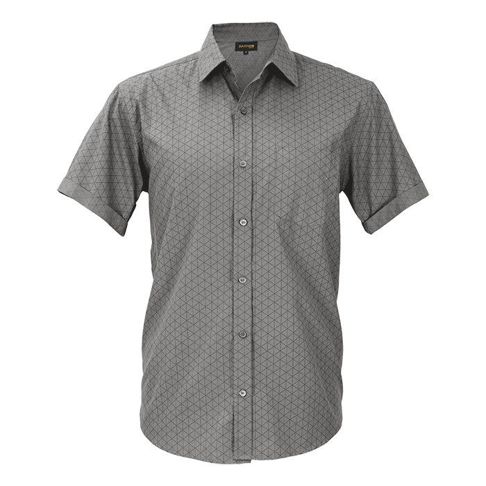 Claremont Lounge Shirt Short Sleeve Mens - Silver/Charcoal