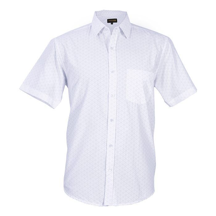 Claremont Lounge Shirt Short Sleeve Mens - White/Silver