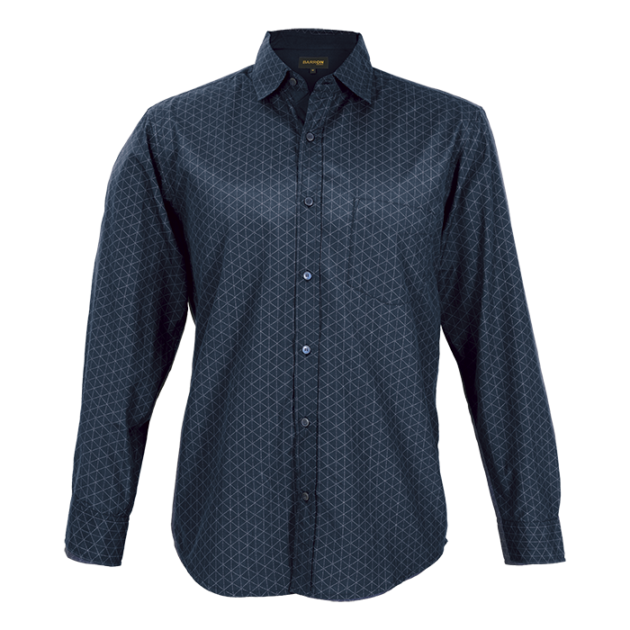 Claremont Lounge Shirt Long Sleeve Mens - Navy/Silver