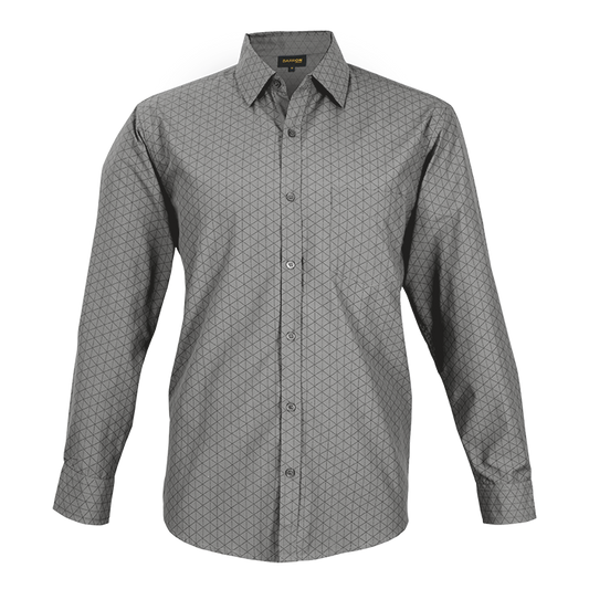 Claremont Lounge Shirt Long Sleeve Mens - Silver/Charcoal