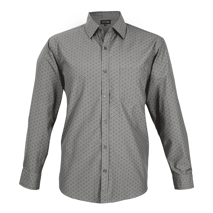 Claremont Lounge Shirt Long Sleeve Mens - Silver/Charcoal