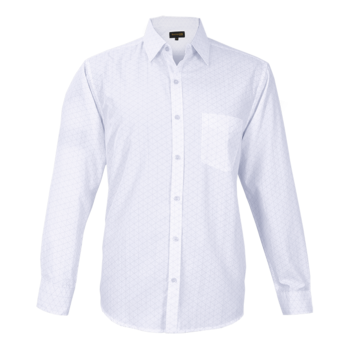Claremont Lounge Shirt Long Sleeve Mens - White/Silver