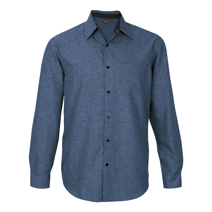 Berlin Lounge Shirt Long Sleeve Mens - Blue Melange/Black