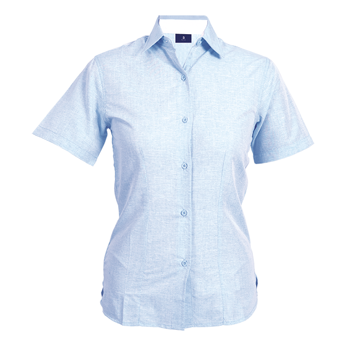Berlin Blouse Short Sleeve Ladies - Sky Melange/White