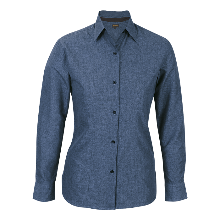 Berlin Blouse Long Sleeve Ladies - Blue Melange/Black