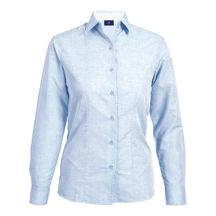 Berlin Blouse Long Sleeve Ladies - Sky Melange/White