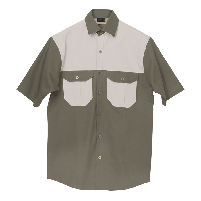 Two Tone Bush Shirt - Military Green/Stone
