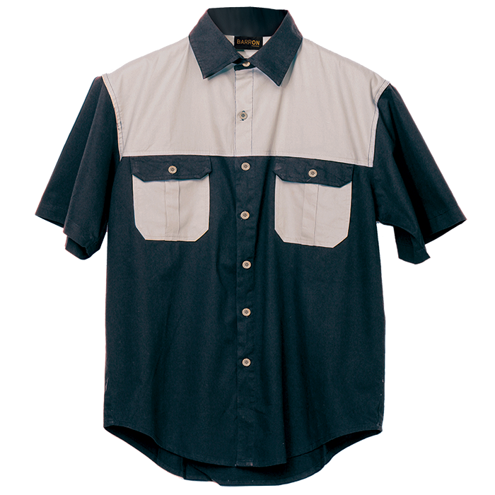 Two Tone Bush Shirt - Navy/Stone
