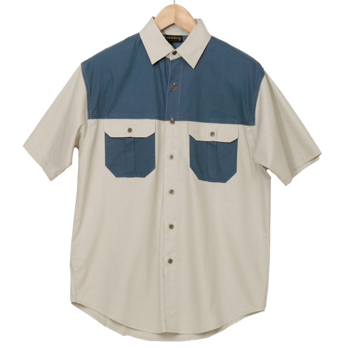 Two Tone Bush Shirt - Stone/Airforce Blue